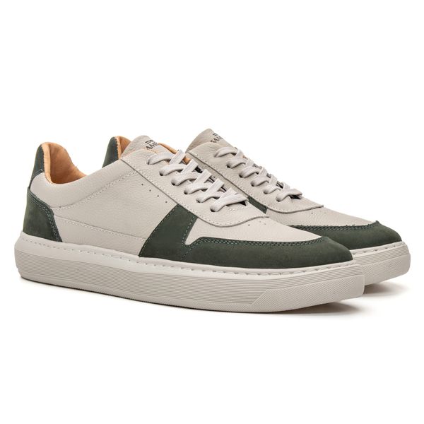 Sapatênis Masculino Oslo Floater OfF White Nobuck Verde Militar Samello