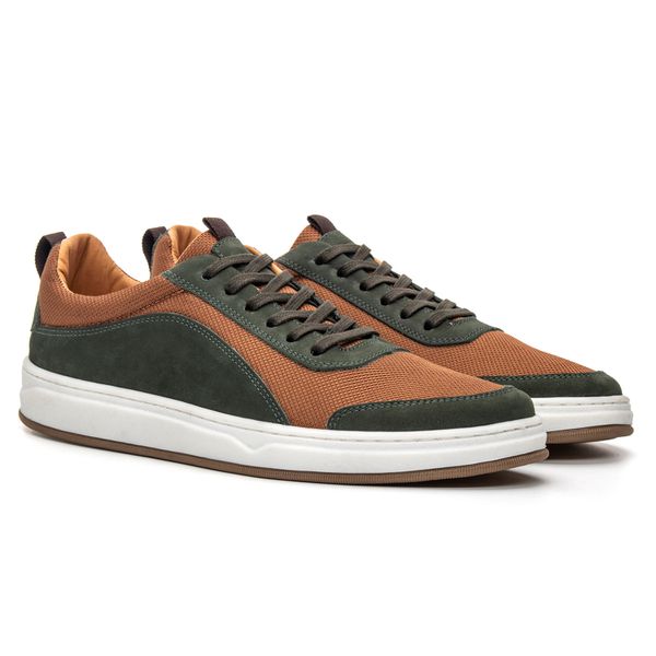 Sapatênis Masculino Zepellin Nobuck Verde Militar/Nylon Bege Samello