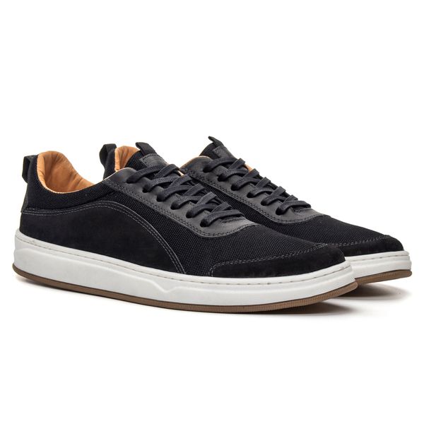 Sapatênis Masculino Zepellin Nobuck Preto/Nylon Preto Samello