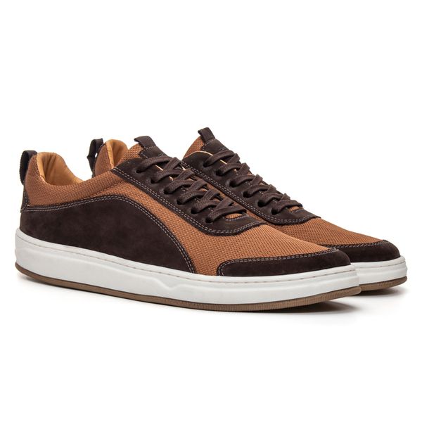 Sapatênis Masculino Zepellin Nobuck Café/Nylon Bege Samello