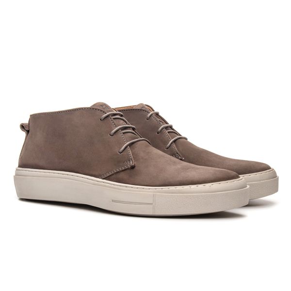 Bota Casual Masculino Peron Nobuck Cinza Samello