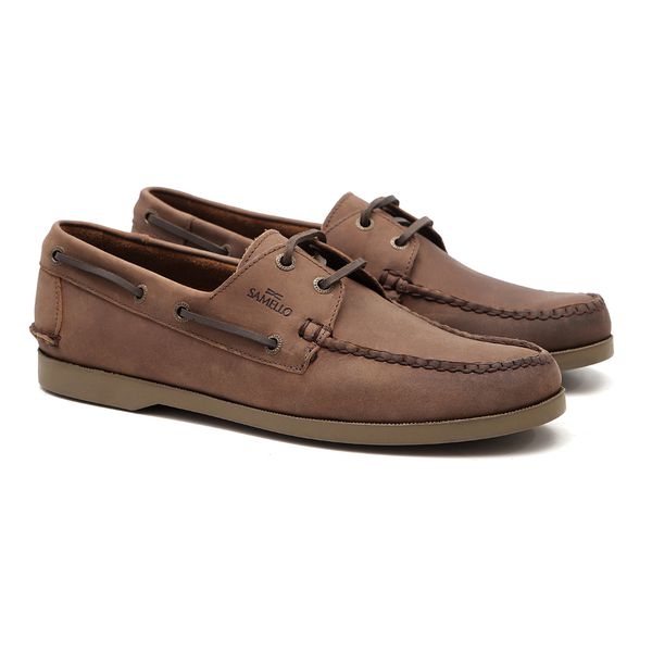 Deckshoes Masculino Jerry Crazy Horse Dark Brown Samello