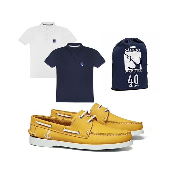 Kit 40 Anos DECKSHOES Feminino - Yate Funny Soft Lima Samello + Camiseta + Embalagem Exclusiva