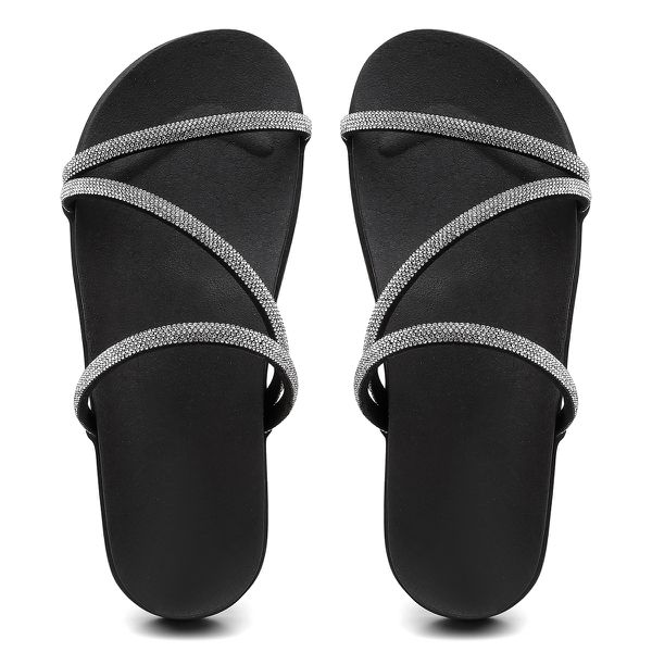 Papete Sandália Feminina Strass Elegante