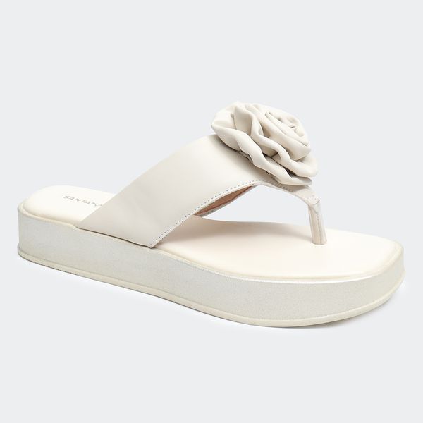 Sandália Flatform Jade Off White Santa Moça