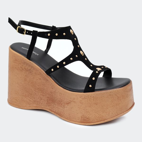 Sandália Flatform Yara Preta Santa Moça 