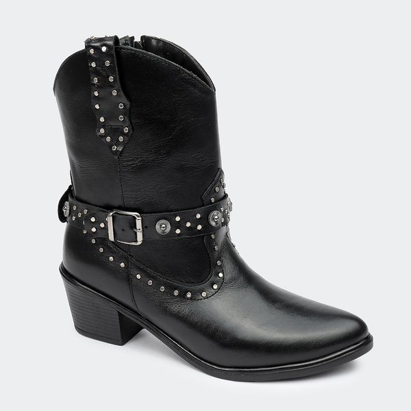 Bota Western Vitória Cano Curto Preta Santa Moça
