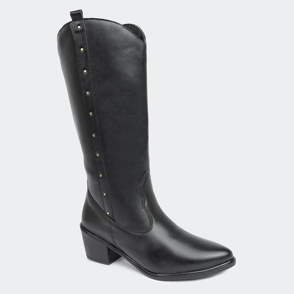 Bota Western Stacy Cano Longo Preta Santa Moça