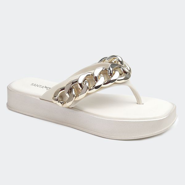 Sandália Flatform Júlia Off White Santa Moça