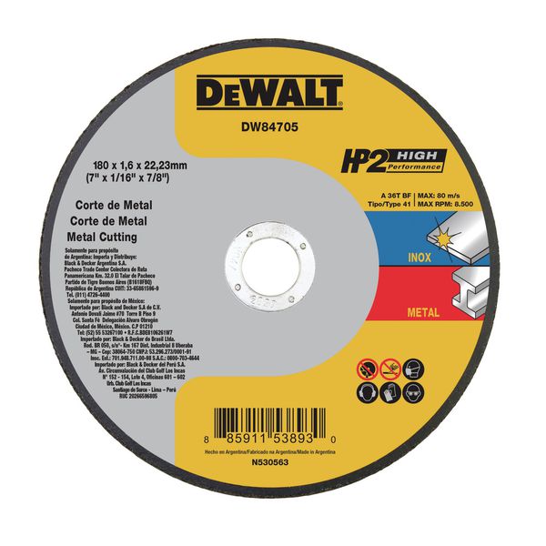 Disco De Corte 7 X 1,6mm X 7/8'' Dw84705 Dewalt 