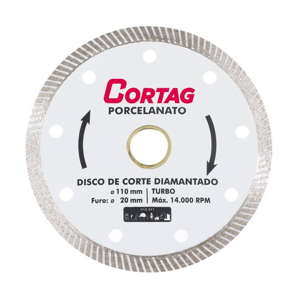 Disco Diamantado Turbo 110 X 20mm Para Porcelanato 60863 Cortag 