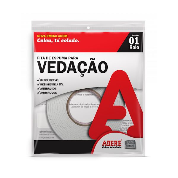 Espuma de Vedação Branca Adesiva 25mm x 5m ES-105 Adere