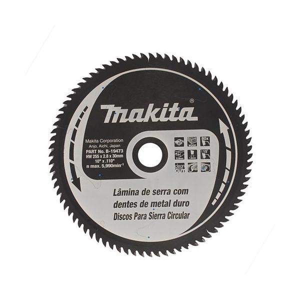 Disco de Serra Circular 255mm x 30mm x 80 Dentes D-19473 Makita
