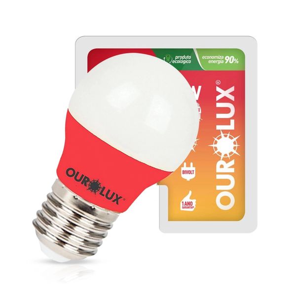 Lampada Led Bolinha Colors 3W Vermelha Ourolux 05434