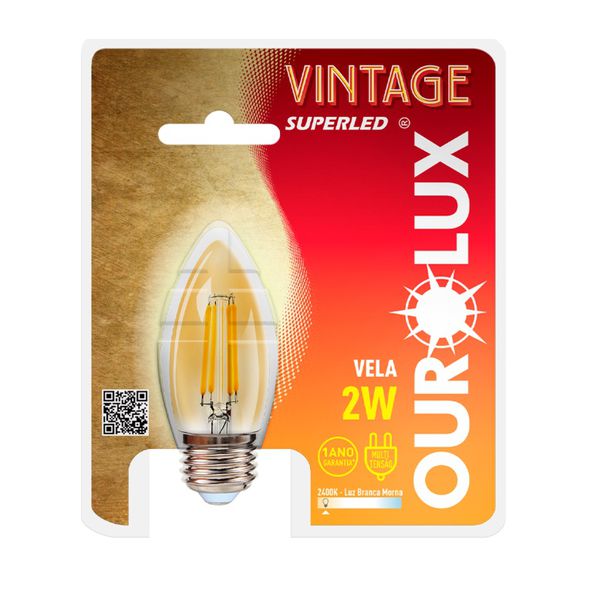 Lampada Led Vintage Vela 2W 2400K Ourolux 05300