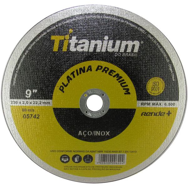 Disco de Corte 9 x 2mm Platina Premium Titanium