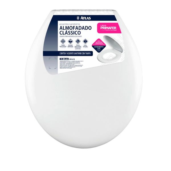 Assento Sanitário Oval Almofadado Branco PR1063-2