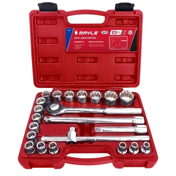 Jogo De Soquetes Estriados 1/2'' De 8 A 32mm C/23 Peças 110023M