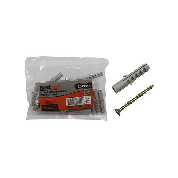 Parafuso com Bucha S-8 Pacote 25 Peças BFH0925