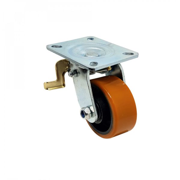 Rodizio Giratório Placa Freio 514 Laranja PU A08554-GFTI