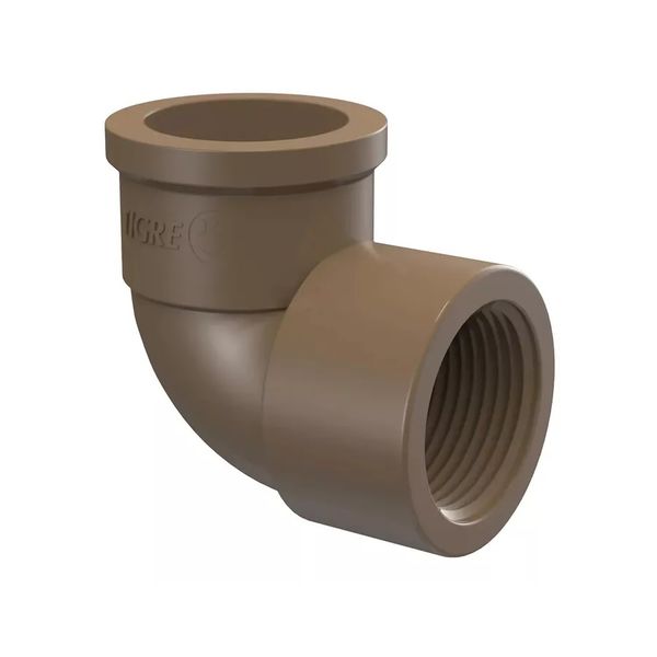Joelho Pvc Marrom 90º Graus LR Soldável com Rosca 25mm x 1/2 Tigre