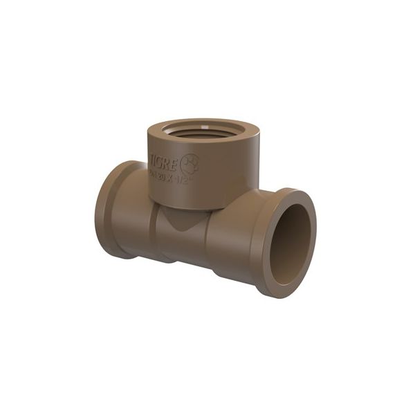 Te Pvc Marrom LR Soldável Com Rosca 25 x 3/4 Tigre