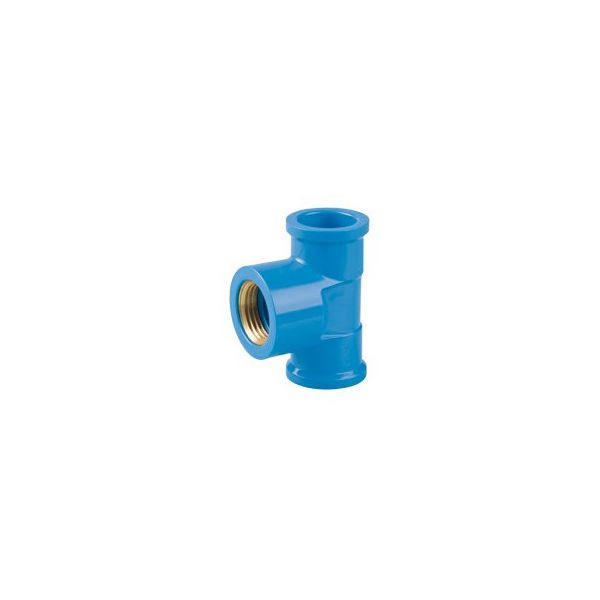Te LR Azul Cola E Rosca Com Bucha Latão 25mm x 3/4 Plastubos