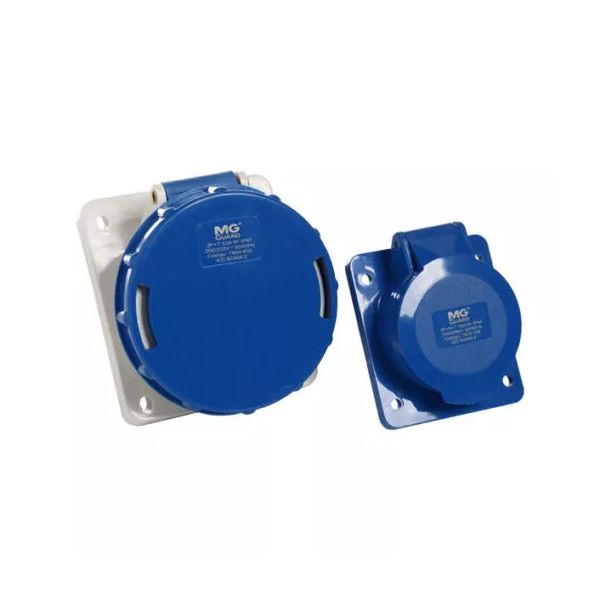 Tomada Industrial Embutir 32A 2P+T Azul Margirius 21618