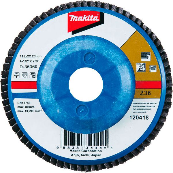 Disco Flap Nylon 4.1/2'' Grana 36 Makita D-36360