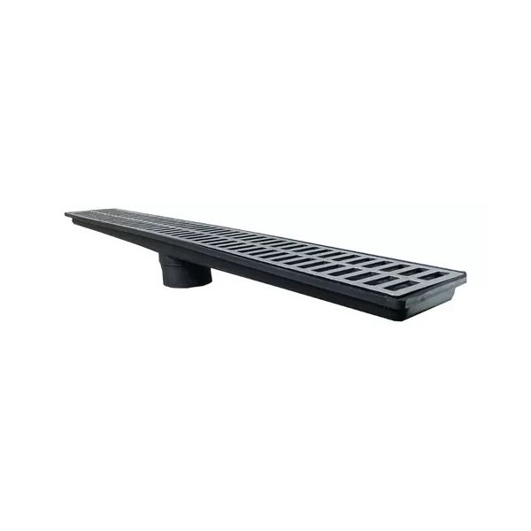 Grelha Ralo Pluvial Linear com Coletor 15x100cm Alumínio Sáida para Baixo