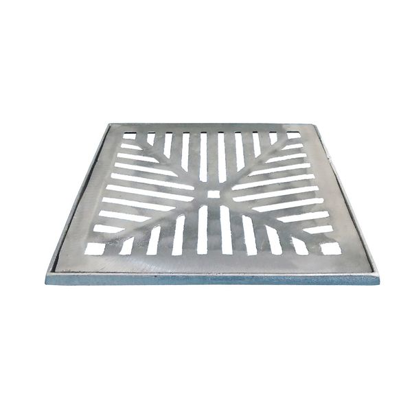 Grelha Ralo Pluvial Alumínio Côncavo 15x15cm com Suporte