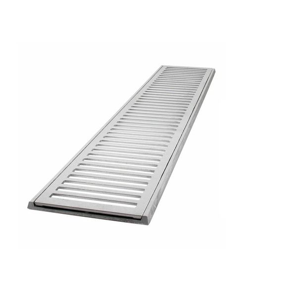 Grelha Ralo Pluvial Linear Aluminio com Suporte 10x100cm
