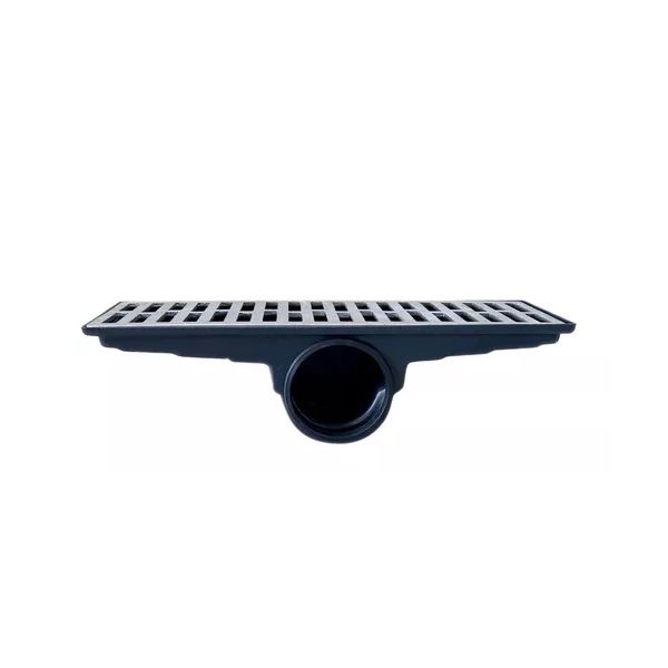 Grelha Ralo Pluvial Linear com Coletor 15x50cm Saída Lateral Grelha Alumínio