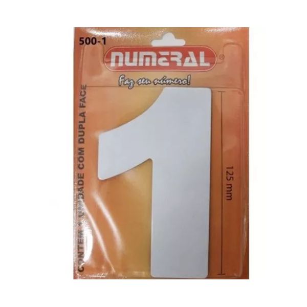 Número Residencial n°1 Branco 125mm com Adesivo ACM