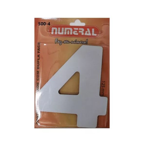 Número Residencial n°4 Branco 125mm com Adesivo ACM