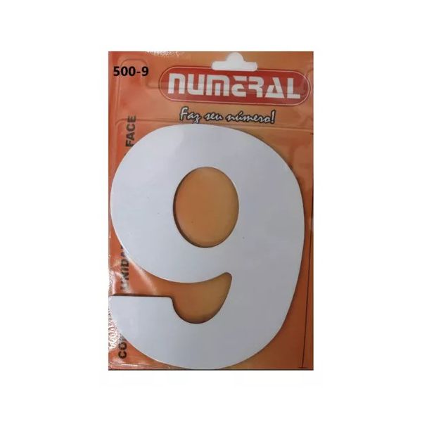 Número Residencial n°9 Branco 125mm com Adesivo ACM