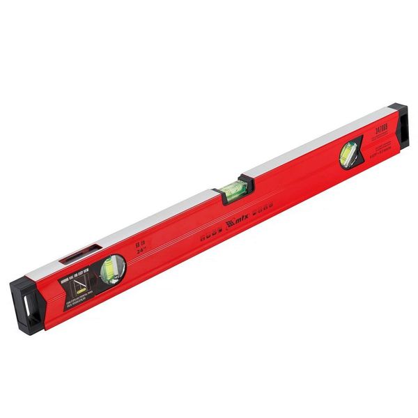 Nível de Alumínio 600mm com 3 Bolhas e Régua Vermelho MTX 332239