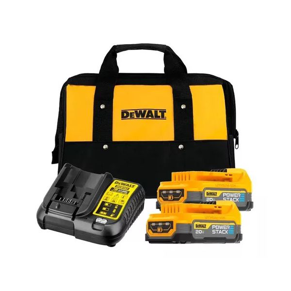 Kit 2 Baterias PowerStack 20V Max 1,7Ah + Carregador DCB107 Bivolt DEWALT DCBP034E2