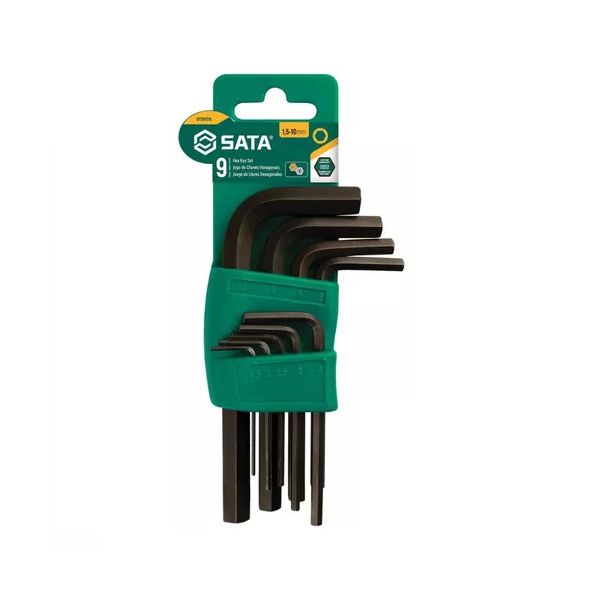 Jogo Chave Hexagonal Curta 1,5 a 10mm Cr-V 9 Peças Sata ST09129L