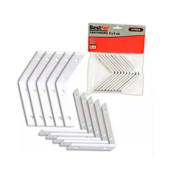 Cantoneira Abas Iguais 60 x 60mm Branca 10 und