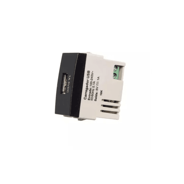 Módulo Carregador USB 1A Clean Preto Fosco Margirius