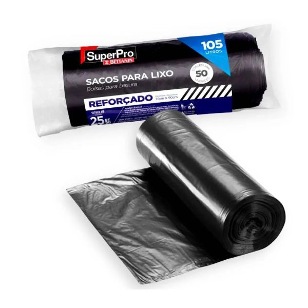 Saco Para Lixo Reforçado 105L Pacote 50 PÇS SP18105PRR