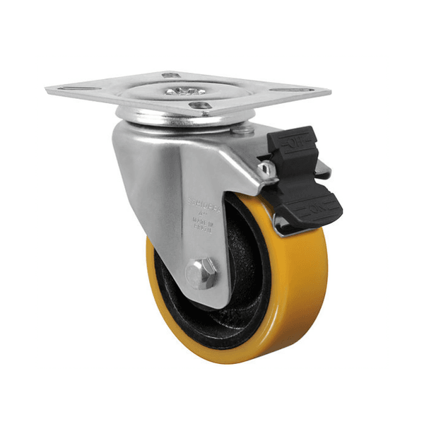 Rodízio Amarelo Giratório Com Freio Gl 414 Pn Schioppa