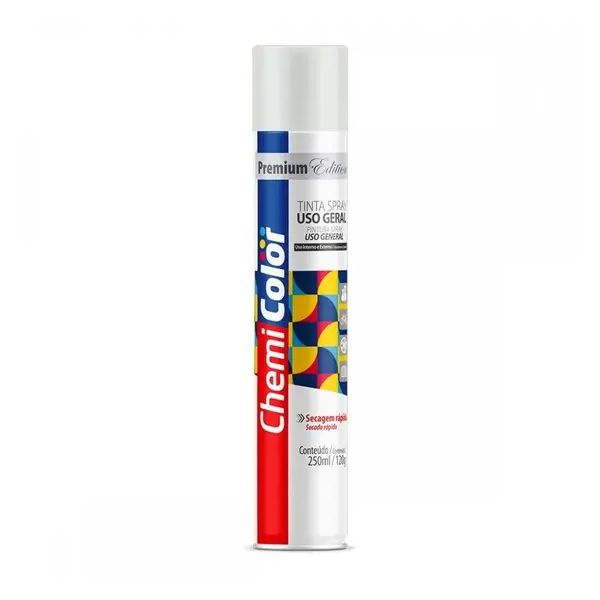 Tinta Spray Branco Brilhante Uso Geral 250ml Chemicolor