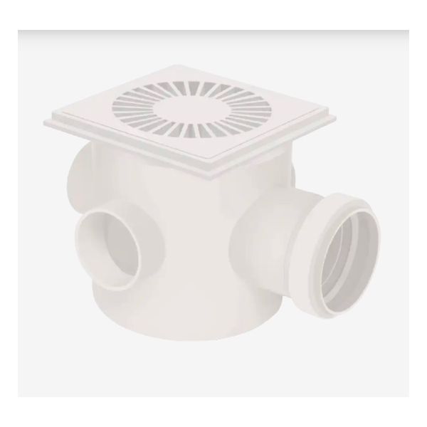 Caixa Sifonada 100 x 100 x 50mm Grelha Quadrada Branca Corr Plastik