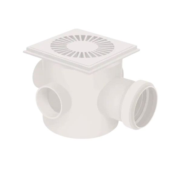 Caixa Sifonada 150 x 150 x 50mm Grelha Quadrada Branca Corr Plastik