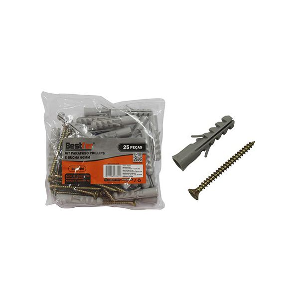 Parafuso com Bucha S-10 Pacote 25 Peças BFH0927