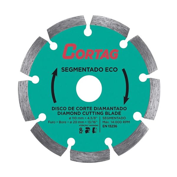 Disco Diamantado 110mm x 20mm Segmentado Eco Cortag 61699