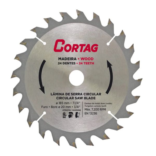 Disco Serra Circular 185mm x 24 Dentes Cortag 60753
