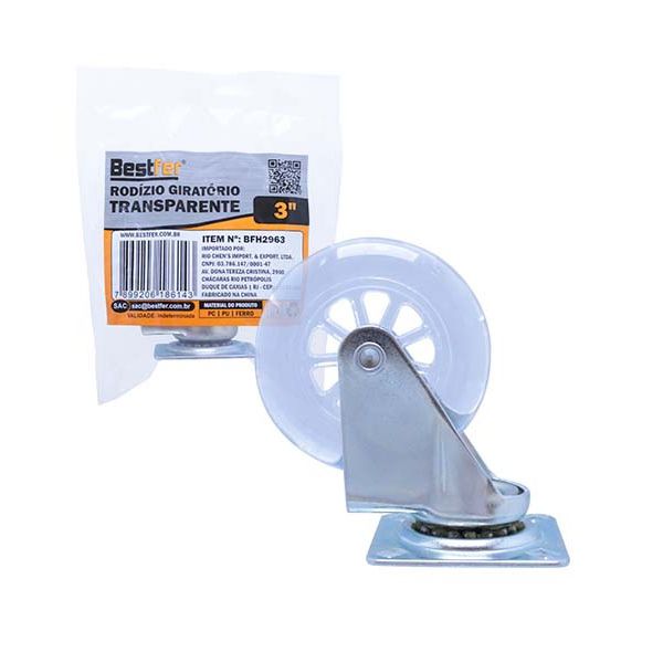 Rodizio Placa Giratório Gel 75mm BFH2963 Bestfer